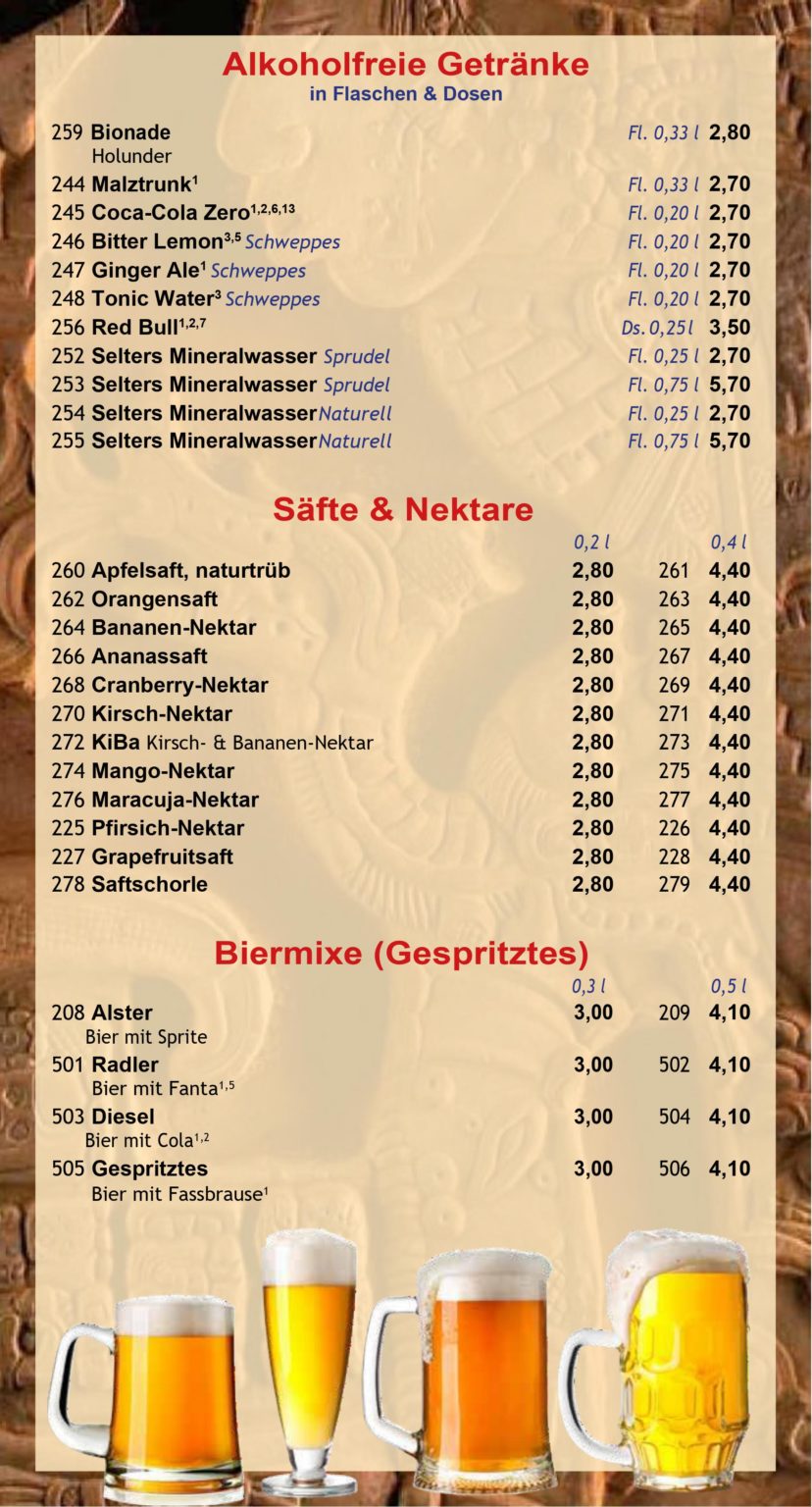 Speisekarte – Timeless Mexikanische Küche